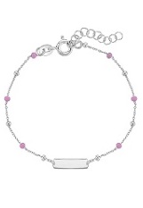 beautiful silver pink ball baby id bracelet